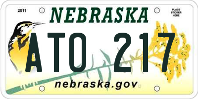 NE license plate ATO217