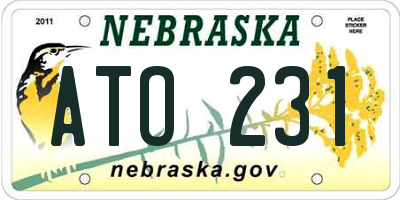 NE license plate ATO231