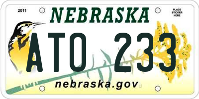 NE license plate ATO233