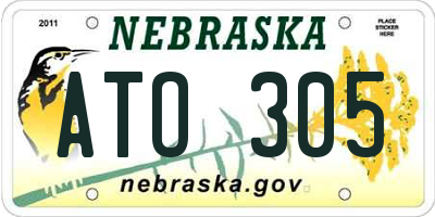 NE license plate ATO305