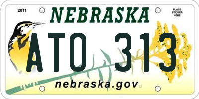 NE license plate ATO313