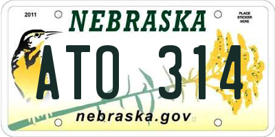 NE license plate ATO314