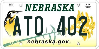 NE license plate ATO402