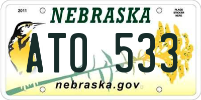 NE license plate ATO533