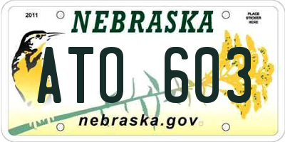 NE license plate ATO603