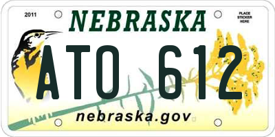NE license plate ATO612