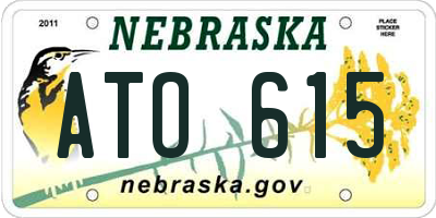 NE license plate ATO615