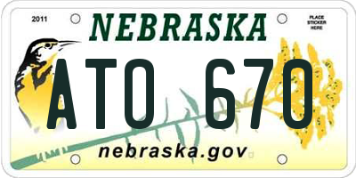 NE license plate ATO670