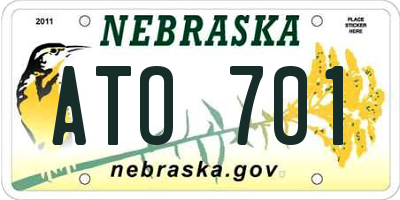 NE license plate ATO701