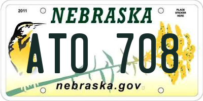 NE license plate ATO708