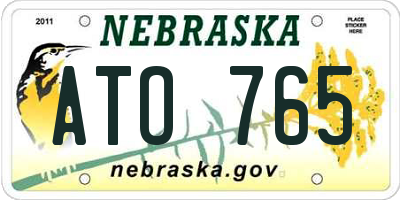 NE license plate ATO765