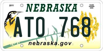 NE license plate ATO768