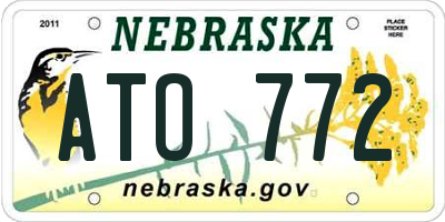 NE license plate ATO772
