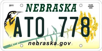 NE license plate ATO778