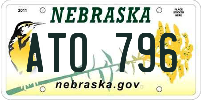 NE license plate ATO796