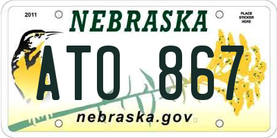 NE license plate ATO867
