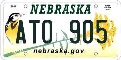 NE license plate ATO905