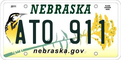 NE license plate ATO911