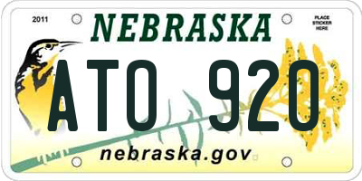 NE license plate ATO920