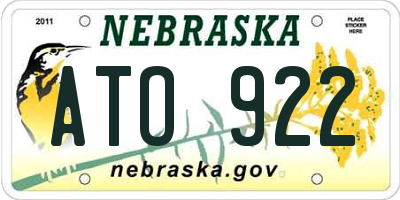 NE license plate ATO922