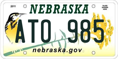 NE license plate ATO985