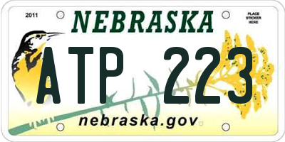 NE license plate ATP223
