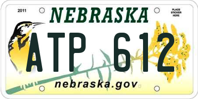 NE license plate ATP612