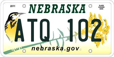 NE license plate ATQ102