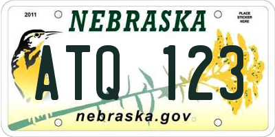 NE license plate ATQ123
