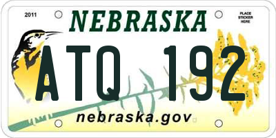 NE license plate ATQ192