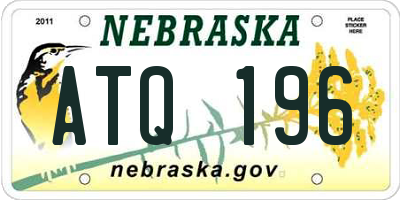 NE license plate ATQ196