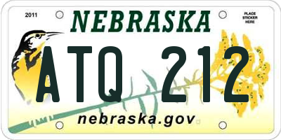 NE license plate ATQ212