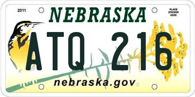 NE license plate ATQ216