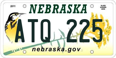 NE license plate ATQ225