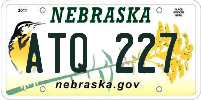 NE license plate ATQ227
