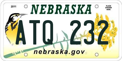 NE license plate ATQ232