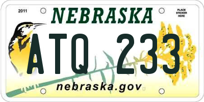 NE license plate ATQ233