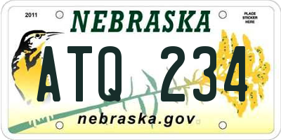 NE license plate ATQ234