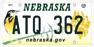 NE license plate ATQ362