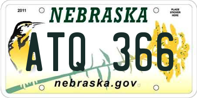 NE license plate ATQ366