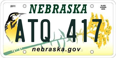 NE license plate ATQ417