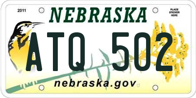 NE license plate ATQ502