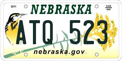 NE license plate ATQ523