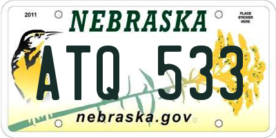 NE license plate ATQ533