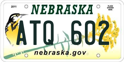 NE license plate ATQ602