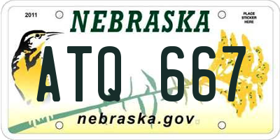 NE license plate ATQ667