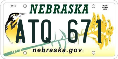 NE license plate ATQ671