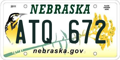 NE license plate ATQ672
