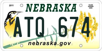 NE license plate ATQ674
