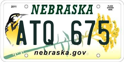NE license plate ATQ675